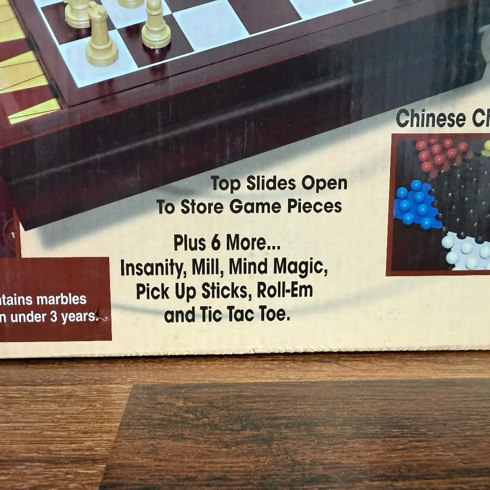 TRADITIONS 11 Game Set Distinctive Wood Cabinet